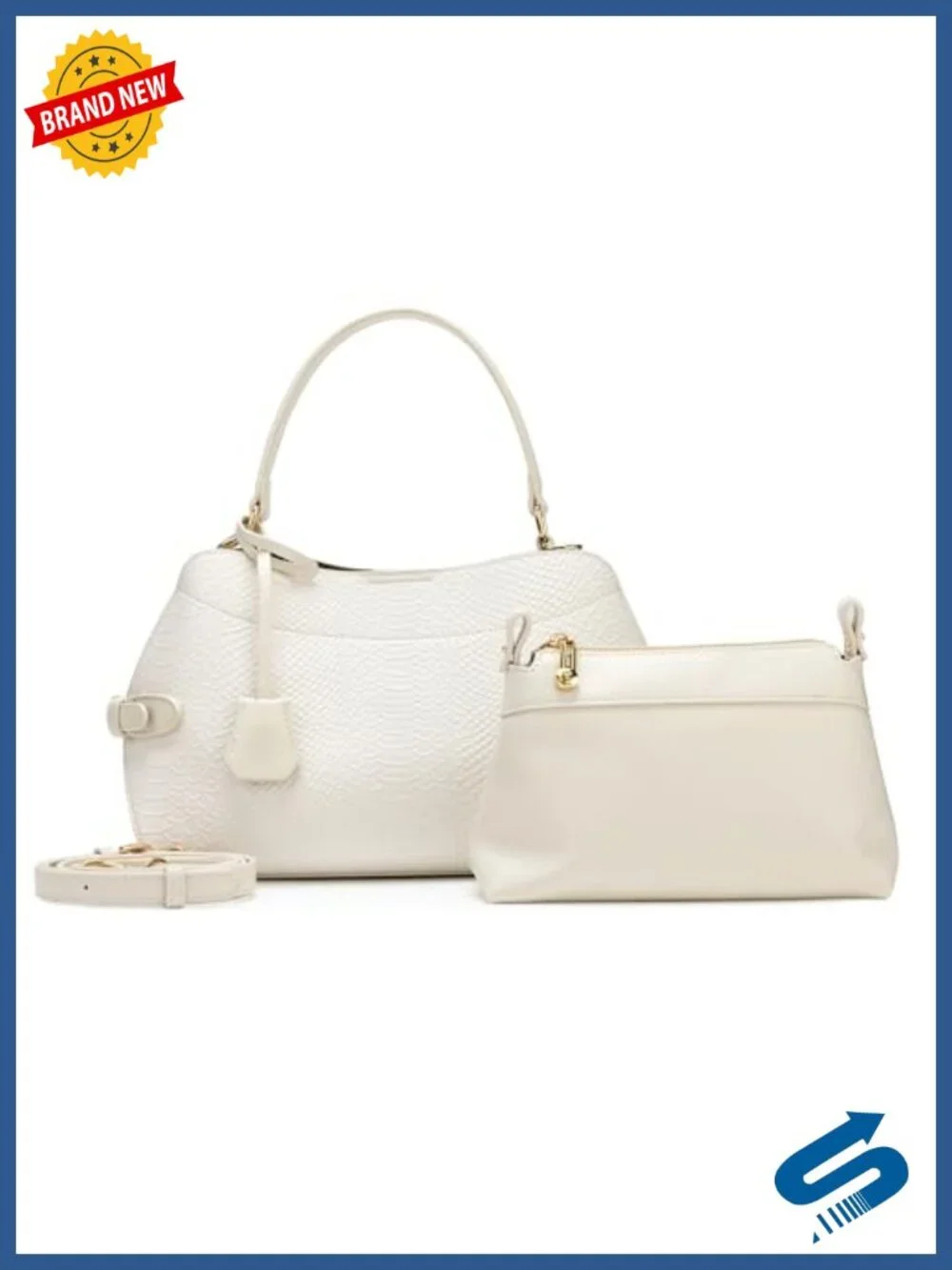 Snake Embossed Faux Suede Hobo Handbag Set Crossbody Purse